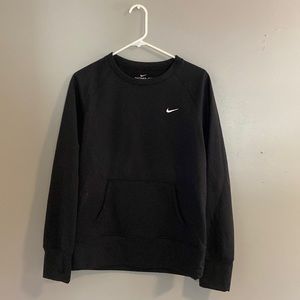 Nike poly crewneck sweatshirt with front pocket. Black, size medium ladies